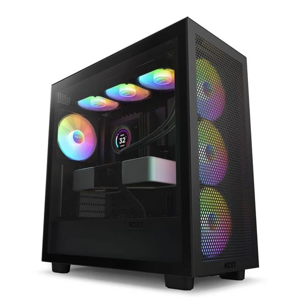 Vỏ máy tính NZXT H7 Flow Black RGB - Mid Tower 4 quạt RGB đen