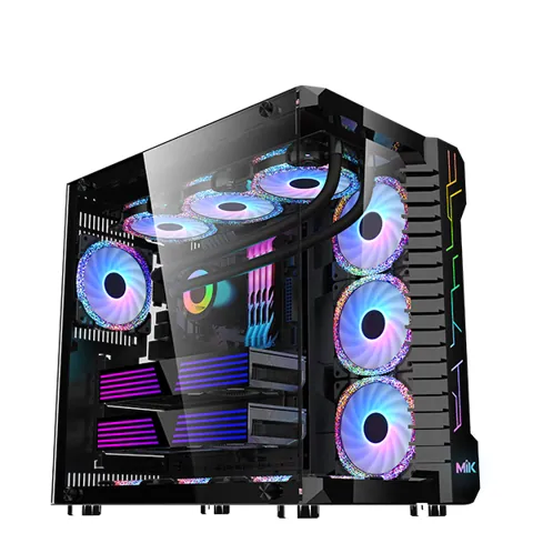 Vỏ máy tính MIK LV07 BLACK - ATX kính cường lực LED Rainbow đen
