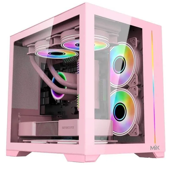 Vỏ máy tính MIK LV12 Mini Elite Pink - Micro Tower gaming hồng
