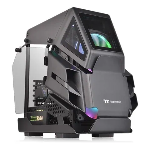 Vỏ máy tính Thermaltake AH T200 TG Black - Micro Tower gaming 2 kính đen
