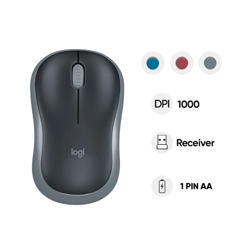 Chuột Không Dây Logitech M185 Màu Đen Viền Xám – Kết Nối Ổn Định, Pin Dài Lâu