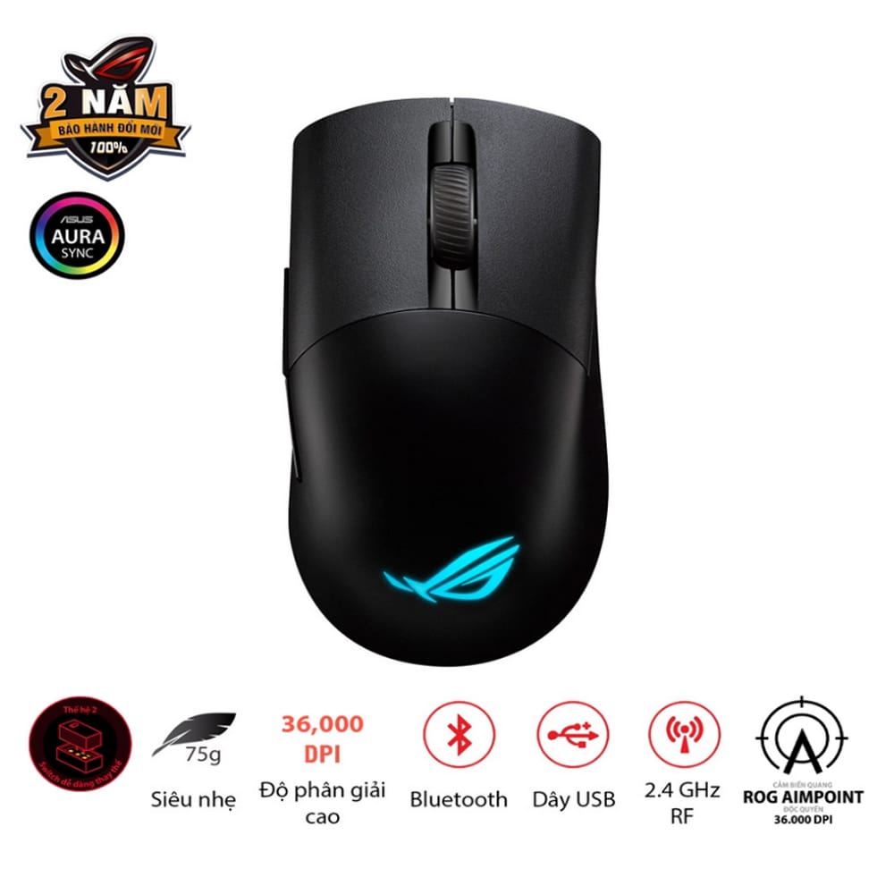 Chuột Gaming không dây Asus Keris Wireless AimPoint Black – LED RGB, siêu nhẹ | VietITPro.vn