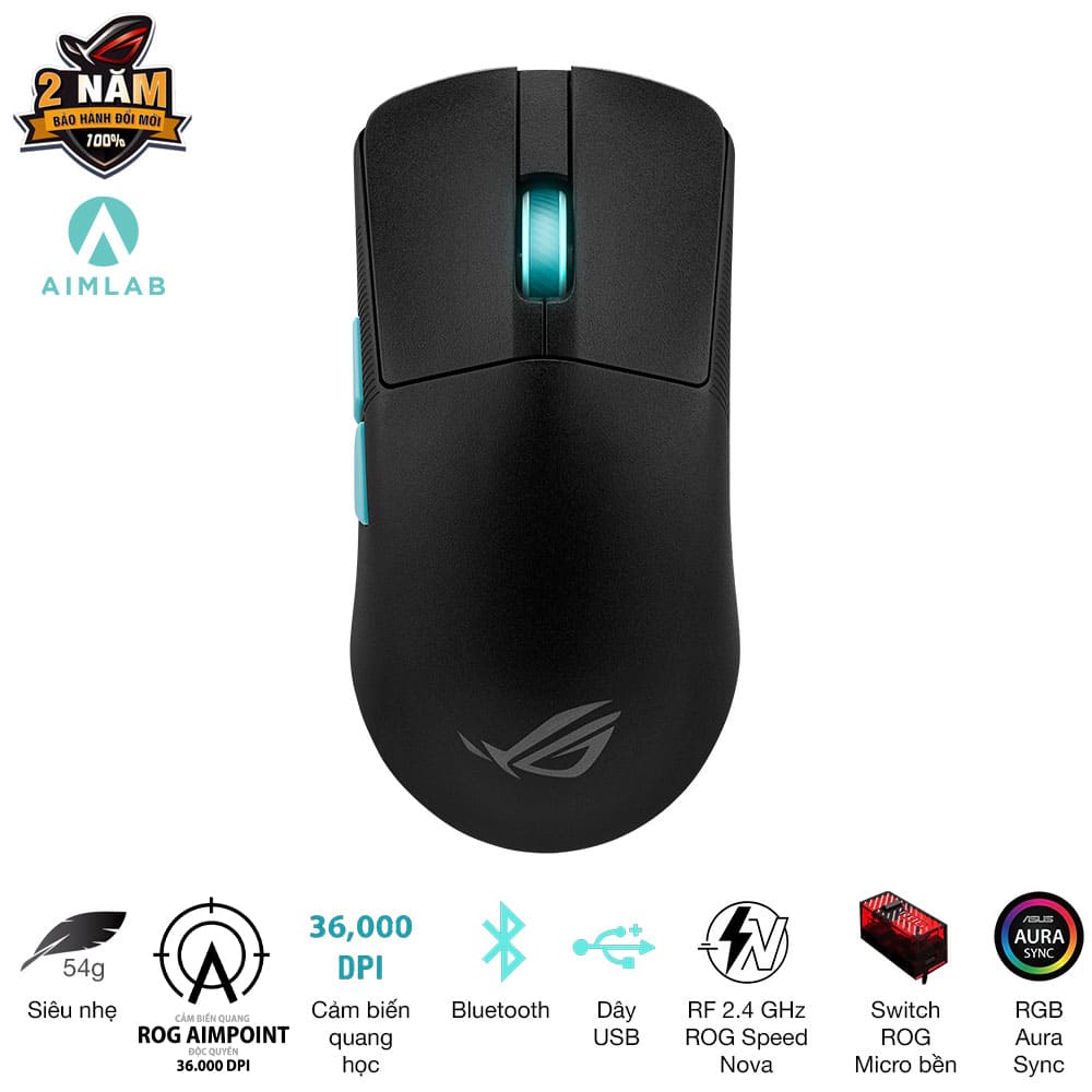 Chuột Gaming Asus ROG Strix Impact III Wireless Black – 450 giờ pin | VietITPro.vn
