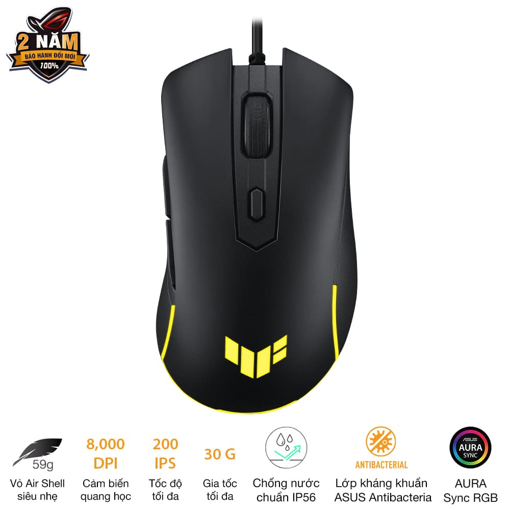 Chuột Gaming Asus TUF M3 Gen II – Nhẹ, Bền, LED RGB, 8400 DPI
