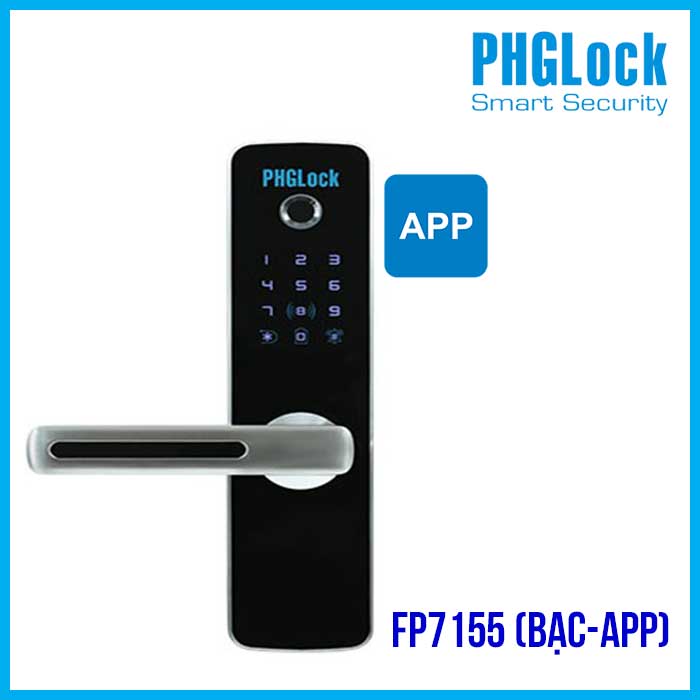 Khóa cửa cho văn phòng, căn hộ, nhà phố PHGLOCK FP7155 (Bạc-App) - Khóa PHGLOCK FP7155 bạc app