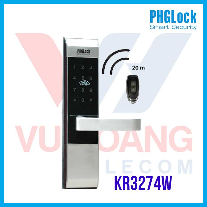 Khóa cửa cho biệt thự, căn hộ PHGLOCK KR3274W (Remote) - Khóa PHGLOCK KR3274W biệt thự remote