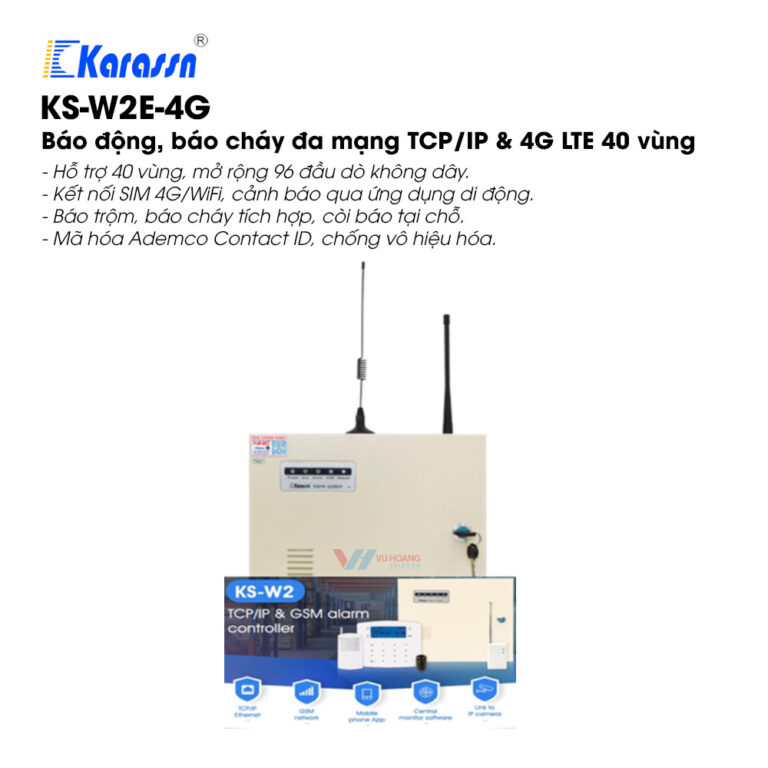 Báo động, báo cháy 40 vùng KARASSN KS-W2E-4G - Báo động 40 vùng 4G WiFi