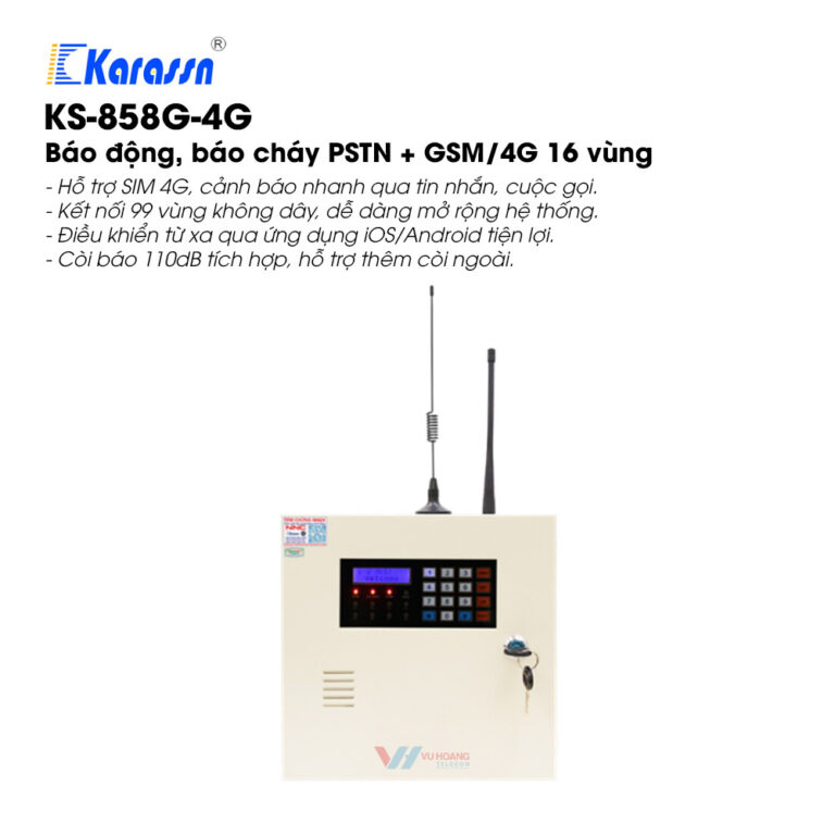 Báo động, báo cháy 16 vùng KARASSN KS-858G-4G - Báo động 16 vùng 4G