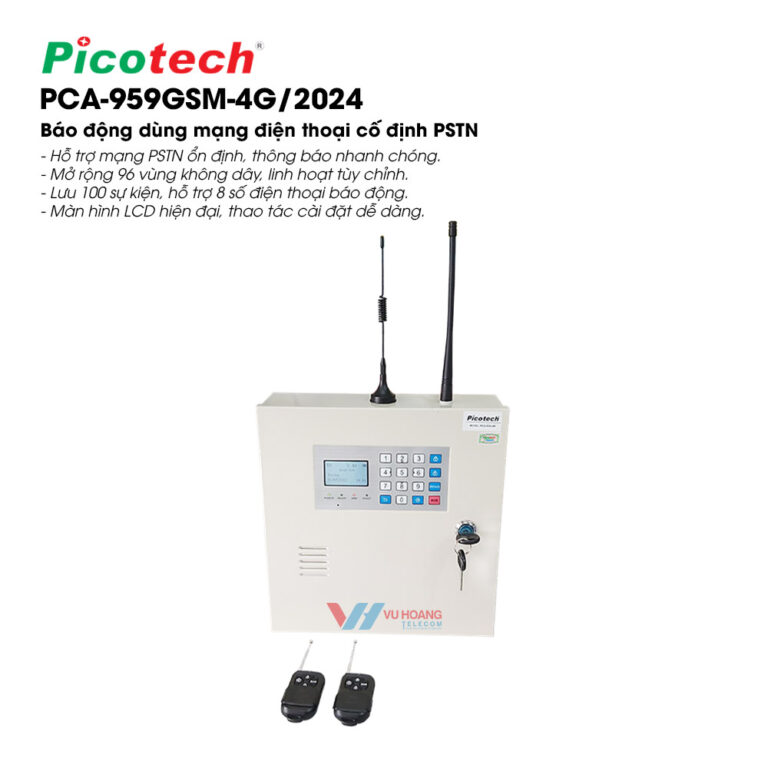Báo động sim 4G Picotech PCA-959GSM-4G/2024 - Báo động 96 vùng 4G