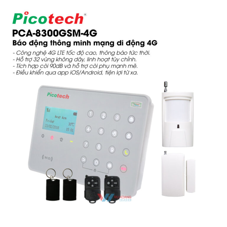 Báo trộm thông minh sim 4G Picotech PCA-8300GSM-4G - Báo trộm 32 vùng 4G