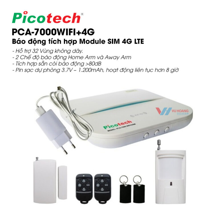 Báo động sim 4G Picotech PCA-7000WIFI+4G - Báo động WiFi 4G