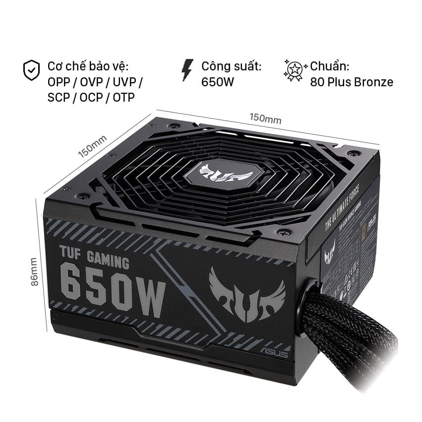 Nguồn ASUS TUF GAMING 650W Bronze ( Màu Đen/80 Plus Bronze )