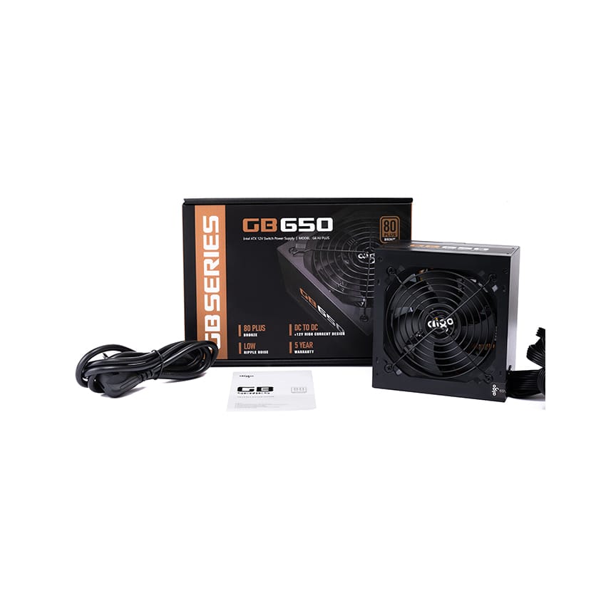 Nguồn máy tính AIGO GB650 - 650W (80 Plus Bronze/Màu Đen)
