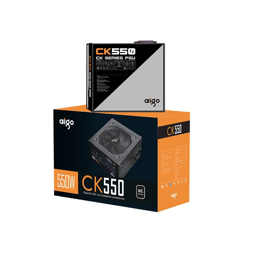 Nguồn máy tính AIGO CK550 550W 80+ EFFICIENCY | PSU Giá Rẻ, Công Suất Thực, Bền Bỉ