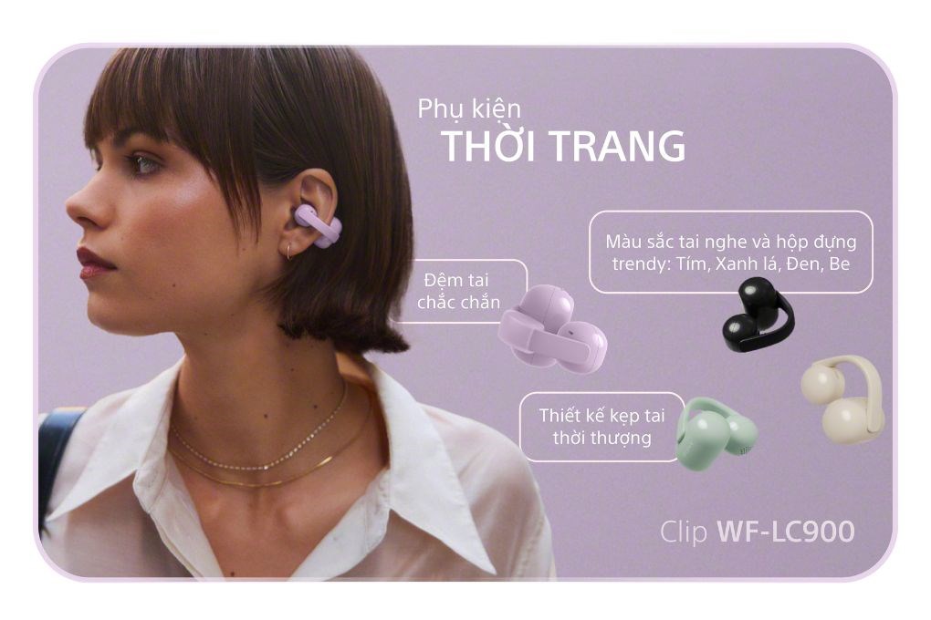 Tai nghe Bluetooth Open-Ear OWS Sony Clip WF-LC900