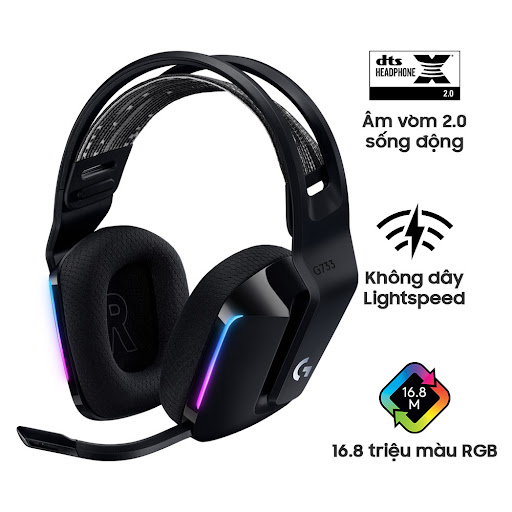 Tai nghe không dây gaming Logitech G733 Lightspeed RGB (Đen) (981-000867)
