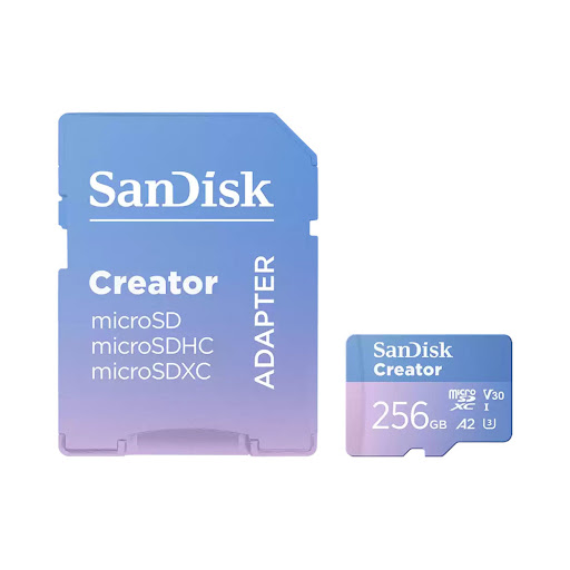 Thẻ nhớ MicroSDXC SanDisk Creator 256GB, 190/130MB/s, V30, U3, C10 (kèm Adapter) (SDSQXAV-256G-GN6MS)