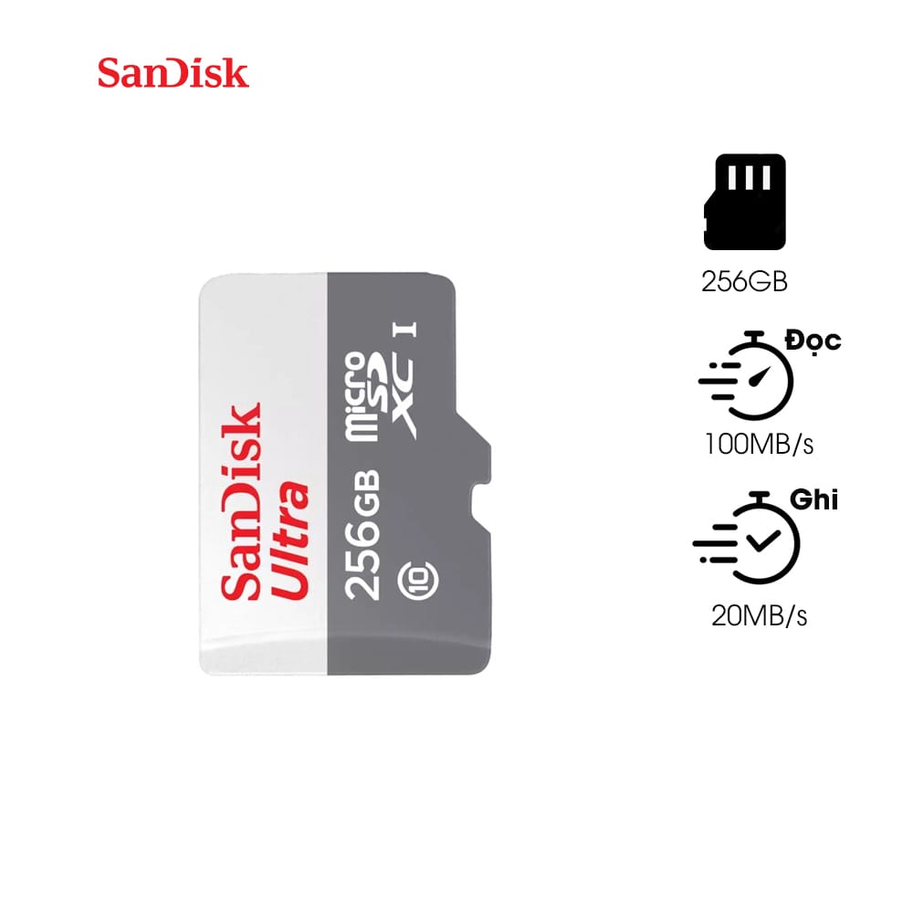 Thẻ nhớ SanDisk 256G Ultra class 10 tốc độ cao, chính hãng