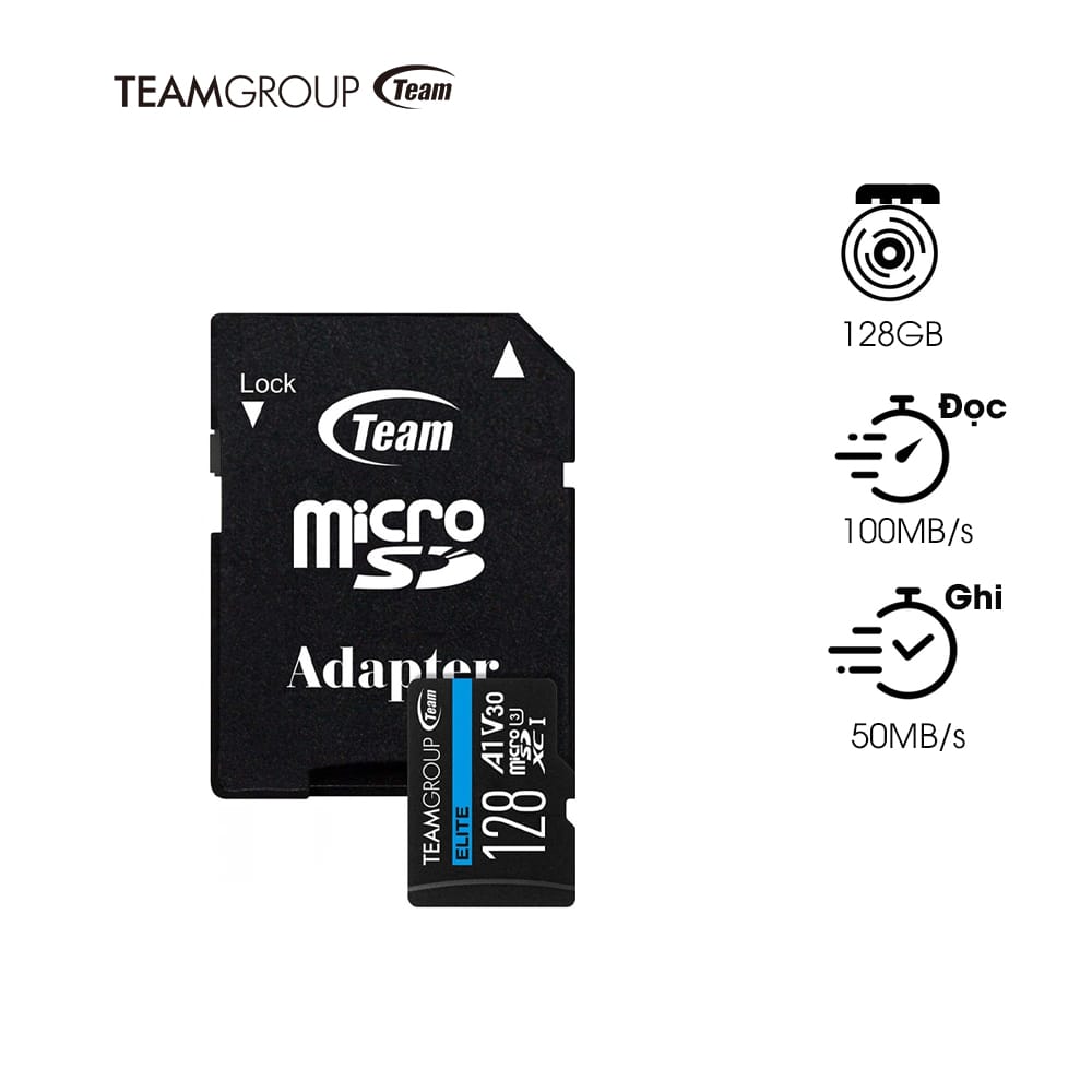 Thẻ nhớ TeamGroup Elite 128G UHS-I U3 V30 A1-TEAUSDX128GIV30A103